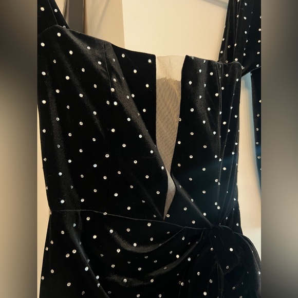 Michael Costello x Revolve London Dress in Black Velvet & Rhinestones XS - Picture 5 of 13